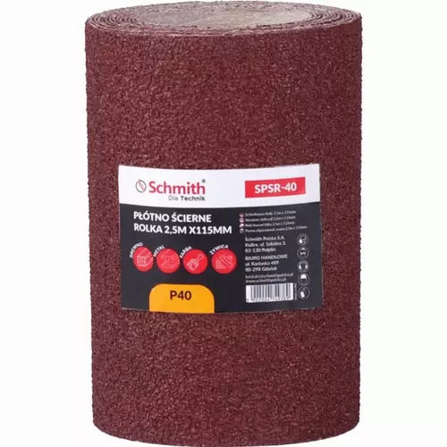 Płótno ścierne rolka 2,5m x 115mm P40