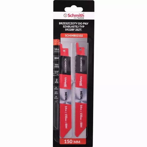 Brzeszczoty do piły szablastej BIM D6A+M42 150mm 2 marki Schmith