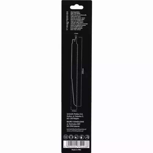 Brzeszczoty do piły szablastej HCS 50CRV 225mm  2 Schmith