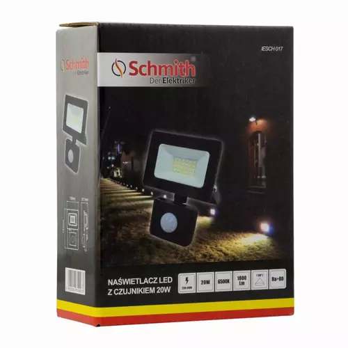 Naświetlacz LED 20W z czujnikiem ruchu czarny marki Schmith IESCH 017.