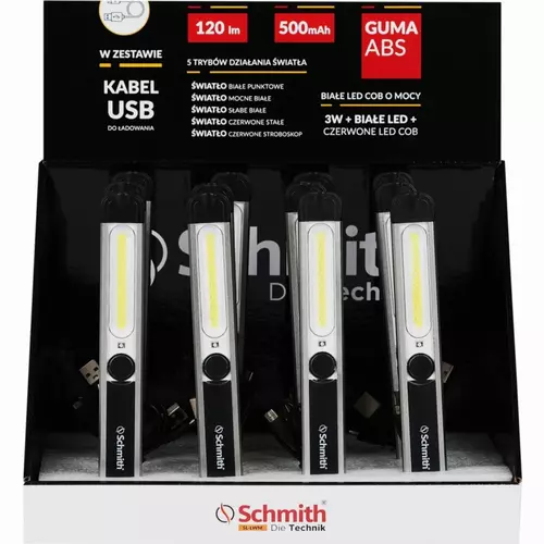 Latarka warsztatowa akumulatorowa MINI 3W COB Schmith
