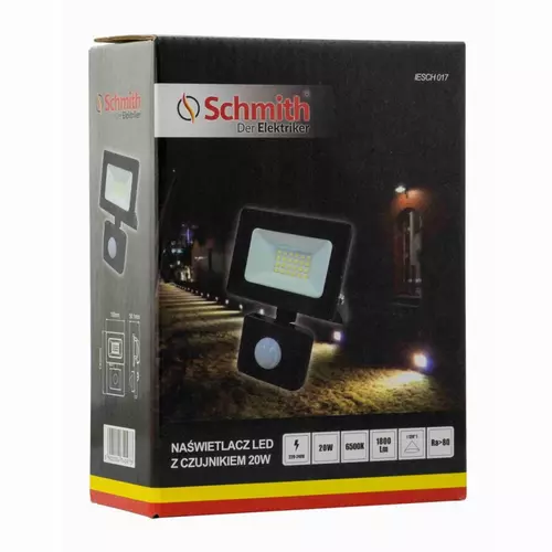 Naświetlacz LED 20W z czujnikiem ruchu czarny marki Schmith IESCH 017