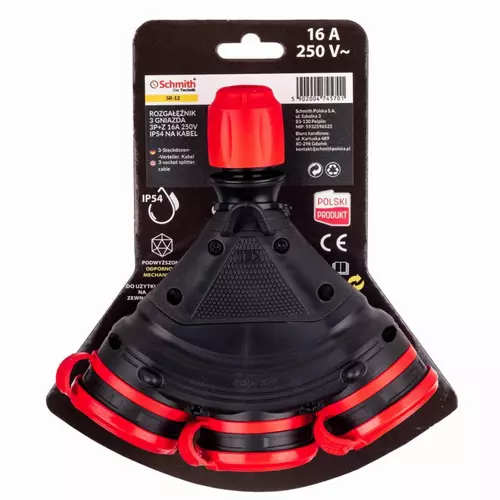 Rozgałęźnik 3gniazda 2p+Z 16A 250V IP54 na kabel marki Schmith