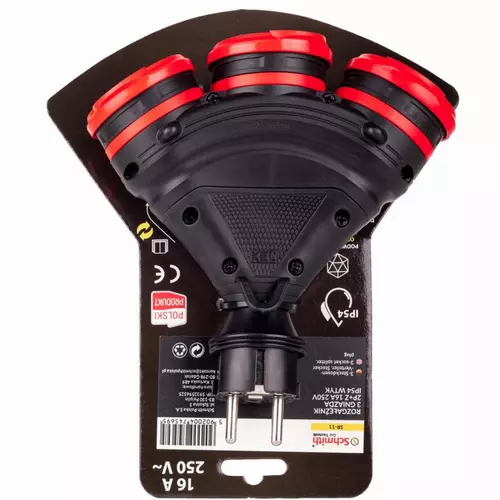 Rozgałęźnik 3gniazda 2p+Z 16A 250V IP54 wtyk marki Schmith SR-11