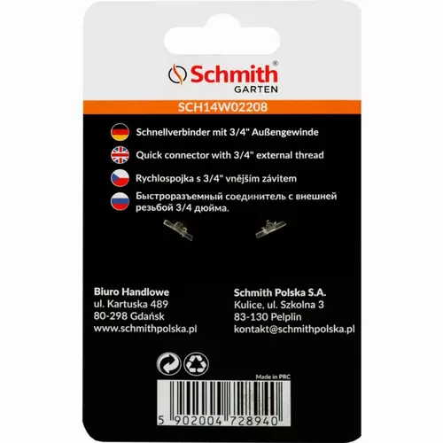 Szybkozłączka z gwintem zewnętrznym 3/4'' marki Schmith SCH14W02208