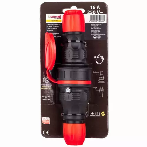Zestaw gniazdo+wtyczka 2p+Z 16A 250V IP54 czarne marki Schmith