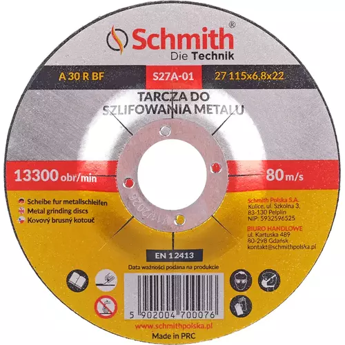 Tarcza do szlifowania metalu 115x6,8