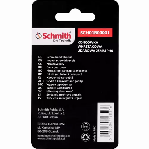 Bit udarowy PH0 25mm 5SZT marki Schmith SCH01B03001