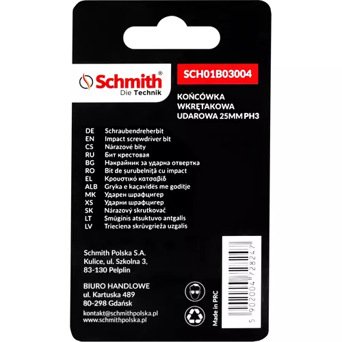 Bit udarowy PH3 25mm 5SZT marki Schmith SCH01B03004