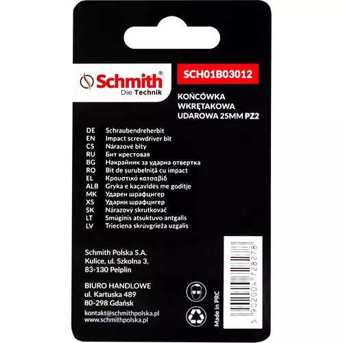 Bit udarowy PZ2 25mm 5SZT marki Schmith SCH01B03012