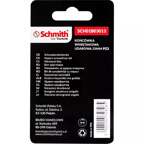 Bit udarowy PZ3 25mm 5SZT marki Schmith SCH01B03013