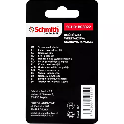 Bit udarowy SL 6 25mm 5SZT marki Schmith SCH01B03022