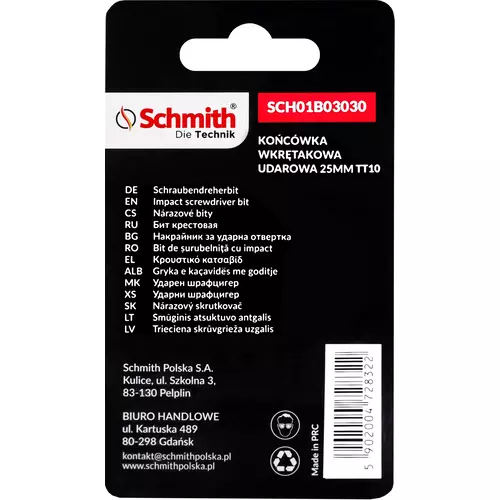 Bit udarowy Torx TT10 25mm 5SZT marki Schmith SCH01B03030