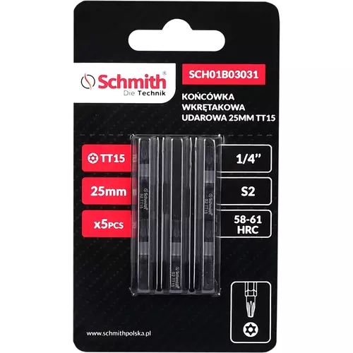 Bit udarowy Torx TT15 25mm 5SZT marki Schmith