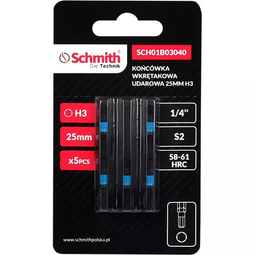 Bit udarowy Hex H3 25mm 5SZT marki Schmith
