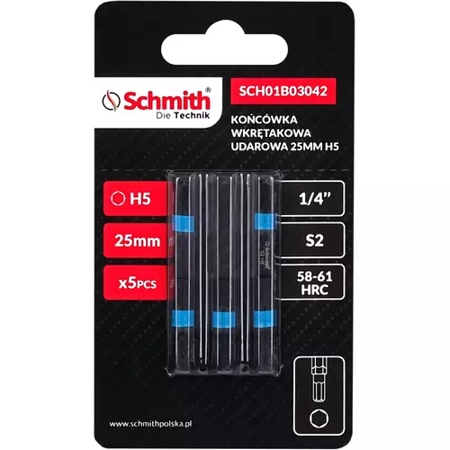Bit udarowy Hex H5 25mm 5SZT marki Schmith