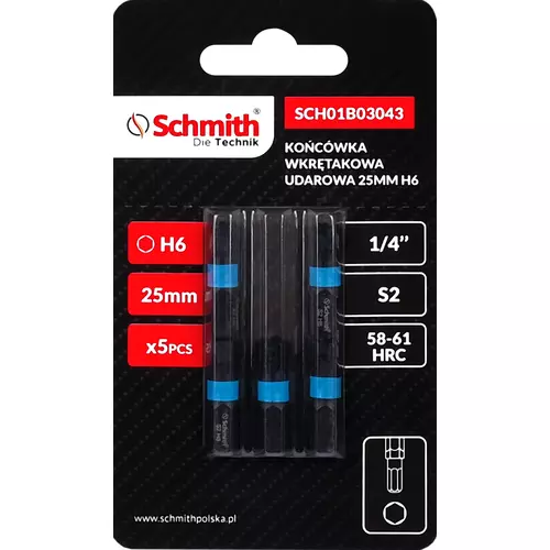 Bit udarowy Hex H6 25mm 5SZT marki Schmith
