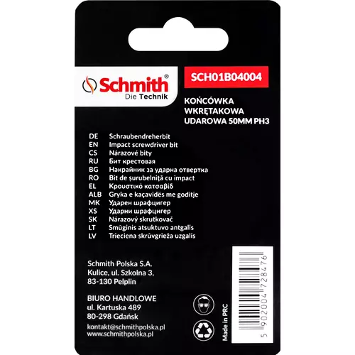 Bit udarowy PH3 50mm 2SZT marki Schmith SCH01B04004
