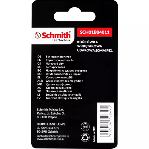 Bit udarowy PZ1 50mm 2SZT marki Schmith SCH01B04011