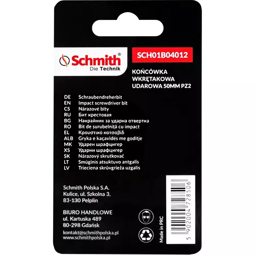 Bit udarowy PZ2 50mm 2SZT marki Schmith SCH01B04012