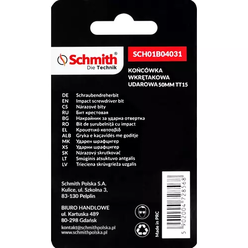 Bit udarowy Torx TT15 50mm 2SZT marki Schmith SCH01B04031