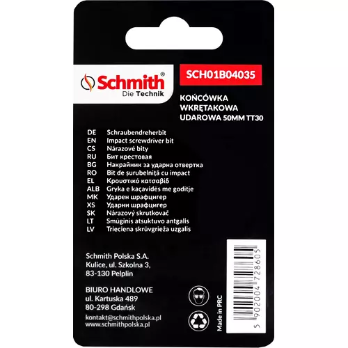 Bit udarowy Torx TT30 50mm 2SZT marki Schmith SCH01B04035