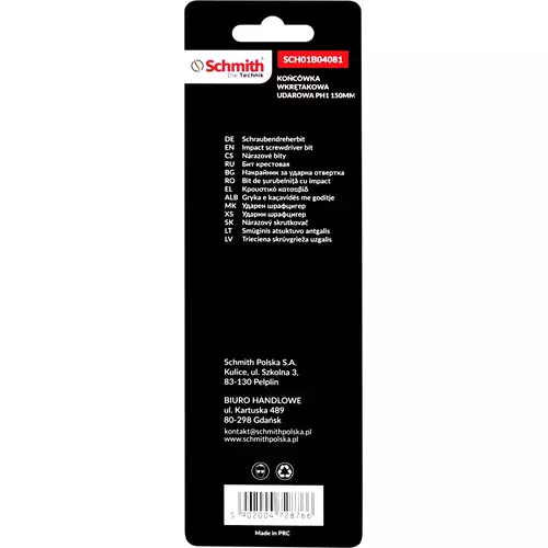 Końcówka wkrętakowa udarowa PH1 150mm 2szt marki Schmith SCH01B04081