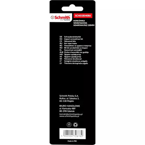 Końcówka wkrętakowa udarowa PH2 150mm 2szt marki Schmith SCH01B04086