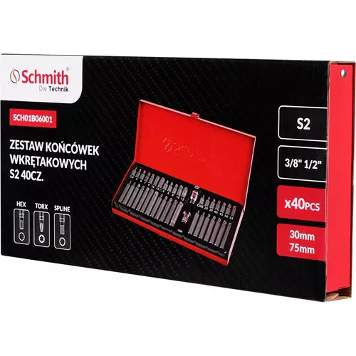 Zestaw końcówek wkrętakowych 40szt Schmith