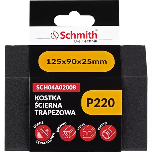 Kostka ścierna trapezowa 125x90x25 P220 zapakowana - przód