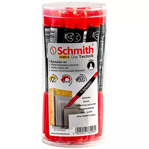 Marker budowlany czerwony Schmith