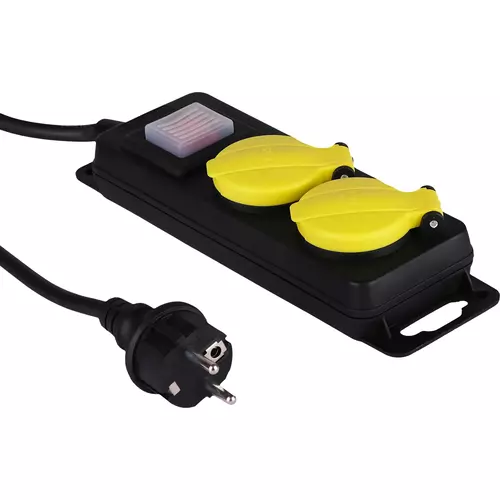 Przedłużacz warsztatowy z wyłącznikiem dwugniazdowy przewód 3x1,5mm, 5M