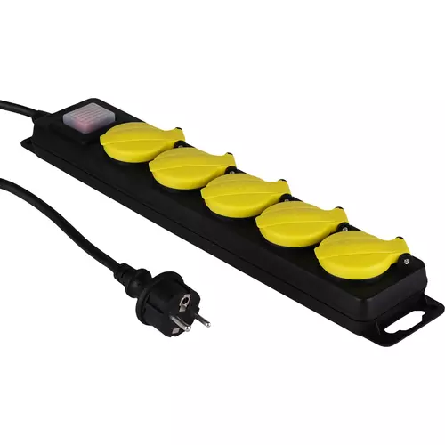 Przedłużacz stały z wyłącznikiem pięciogniazdowy przewód 3x1,5mm, 3M