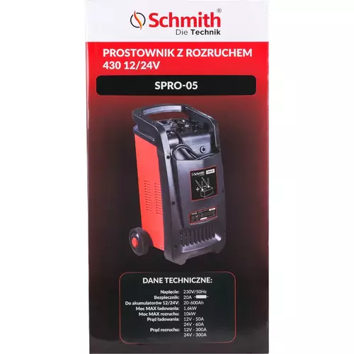 Prostownik z rozruchem 20-600Ah 12/24V marki Schmith SPRO-05 1