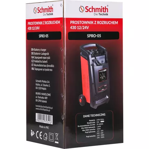 Prostownik z rozruchem 20-600Ah 12/24V marki Schmith SPRO-05 2
