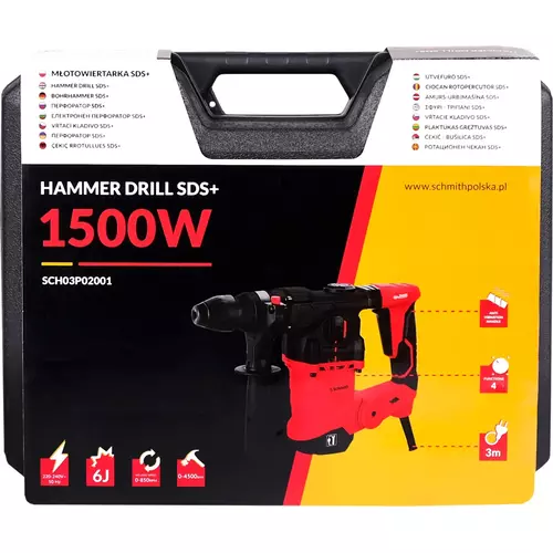 Młotowiertarka SDS+ 6J 1500W marki Schmith SCH03P02001 4