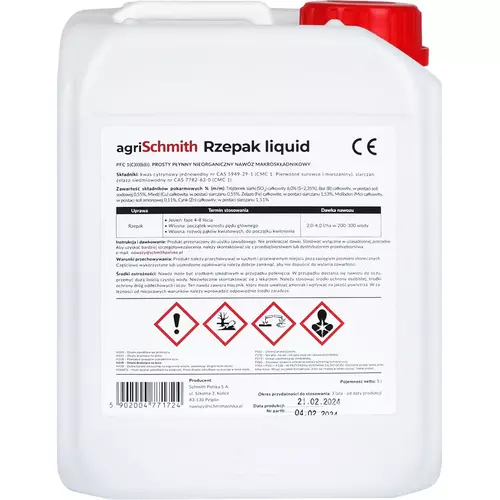 Płynny nawóz nalistny pod rzepak 5l marki Schmith