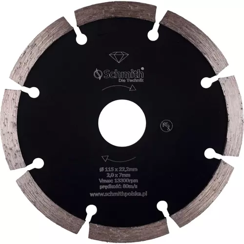 Tarcza diamentowa do materiałów ściernych i kamienia segmentowa 115x22,2x2,0 Schmith