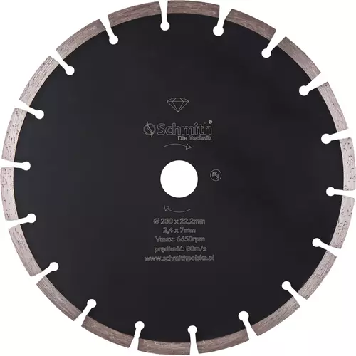 Tarcza diamentowa do materiałów ściernych i kamienia segmentowa 230x22,2x2,4 Schmith