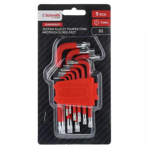 Zestaw kluczy Torx S2 RED krótkie 9 szt. Schmith