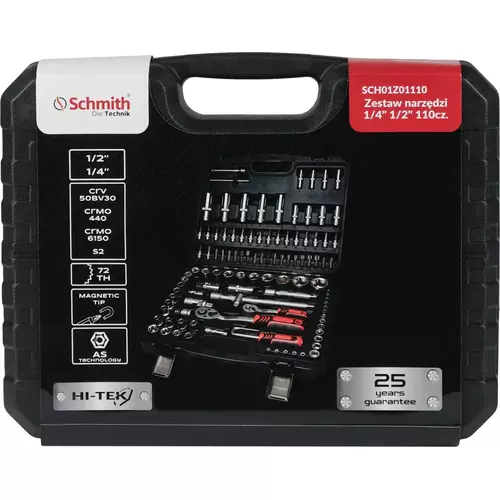 Zestaw narzędzi 1/4" 1/2" 110 szt marki Schmith SCH01Z01110 2