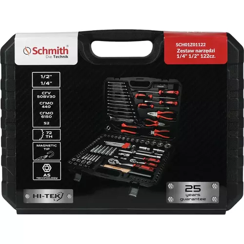 Zestaw narzędzi 1/4" 1/2" 122 szt marki Schmith SCH01Z01122 2