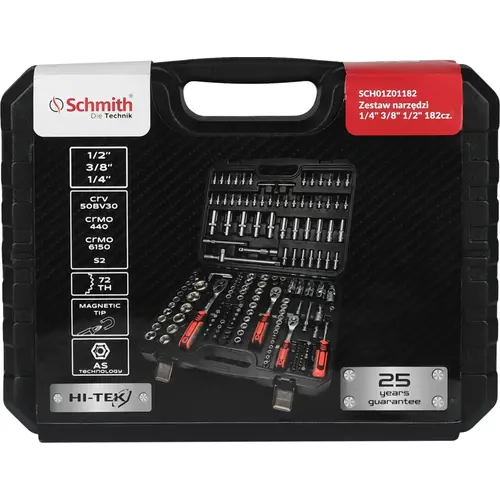 Zestaw narzędzi 1/4" 3/8"  1/2" 182 szt marki Schmith SCH01Z01182 2