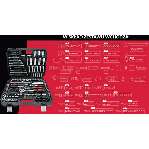 Komplet kluczy nasadowych 215 szt marki Schmith SQN-215 4