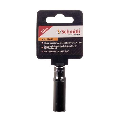 Nasadka sześciokątna długa 1/4" 10 mm, Rozmiar: 10 Schmith