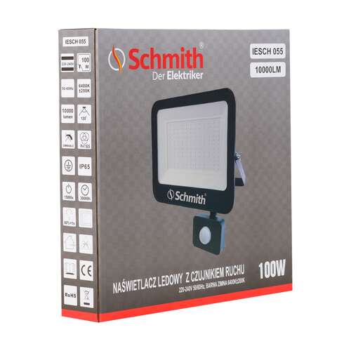 Naświetlacz LED 100W 10000lm czu. ruch na podczerw Schmith