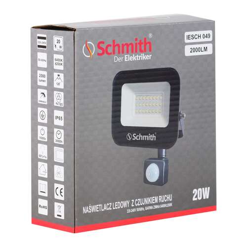 Naświetlacz LED 20W 2000lm czu. ruchu na podczerw Schmith