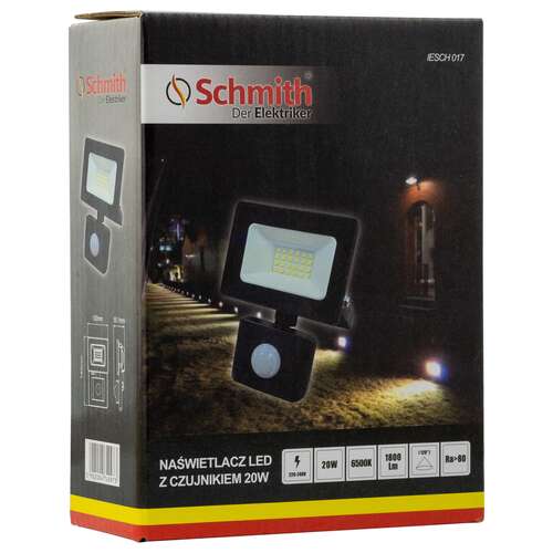 Naświetlacz LED 20W z czujnikiem ruchu czarny Schmith