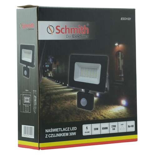 Naświetlacz LED 30W z czujnikiem ruchu czarny Schmith