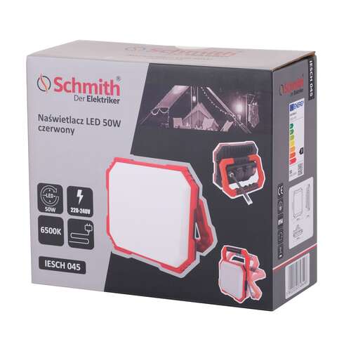 Naświetlacz LED 50W czerwony, 2x1F 230V Schmith